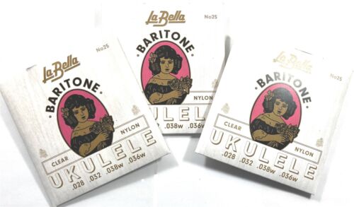 La Bella Uke Strings 3 Pack Baritone No. 25 Nylon Alum Silver 028-032-038w-036w - Picture 1 of 5