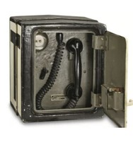 Antique Electric Cast Iron Railroad Telephone Box with Phone, Man Cave
