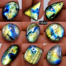 9 Pcs 129 Cts Natural Labradorite Loose Cabochon Gemstone 27X13 14X14mm 11840