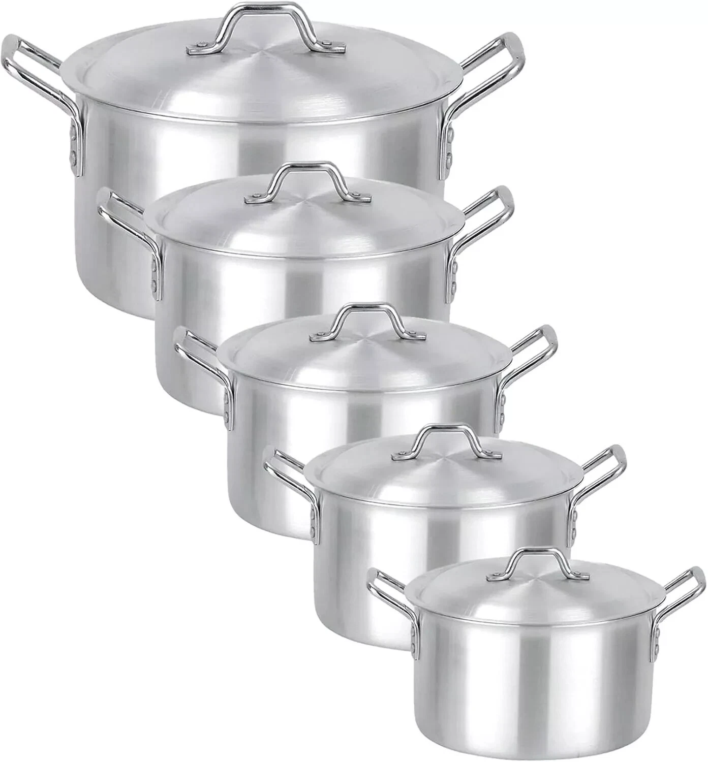 10 Pieces Cookware Set Casserole Stock Saucepan Pot Lid Aluminium Cooking Pan