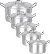 10 Pieces Cookware Set Casserole Stock Saucepan Pot Lid Aluminium Cooking Pan