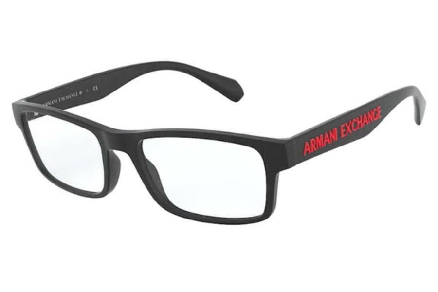 Armani Exchange AX3070 8078 55-18-140 Matte Black Men's Rectangle Eyeglasses