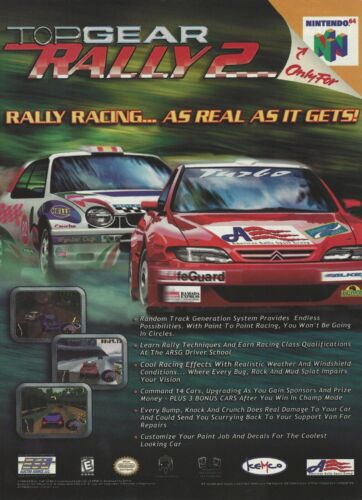 Top Gear Rally 2 Print Ad/Affiche Art Nintendo 64 N64 - Photo 1/2