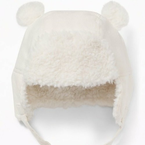Old Navy White Sherpa Trapper Baby Hat 