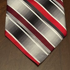 Van Heusen Red Black Gray 100% Silk Men s Nec...