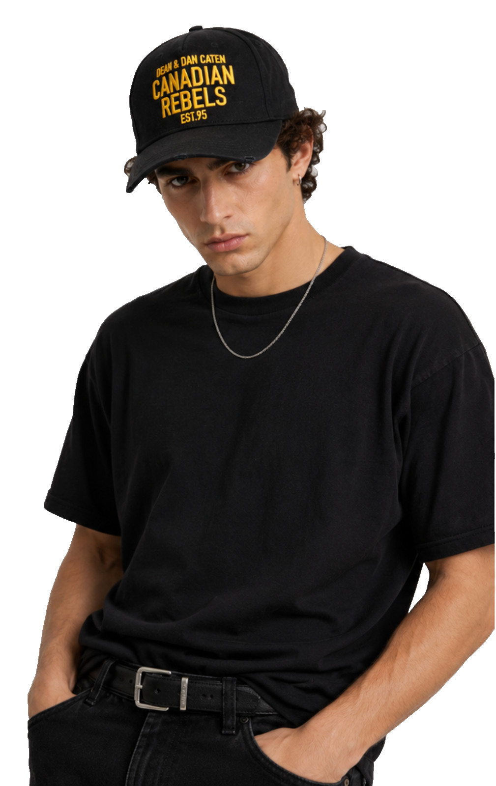 Dsquared2 Khaki Canvas Baseball Cap Canadian Rebels Logo Embroidered, Unisex
