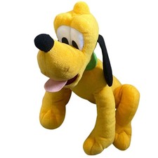 Official Disney Pluto Plush Stuffed Animal Dog 12" Just Play Yellow Green Collar