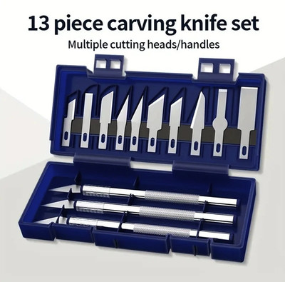 13pcs Metal Carving Knife Pen Set Precision DIY Art Cutting Tools - NEW