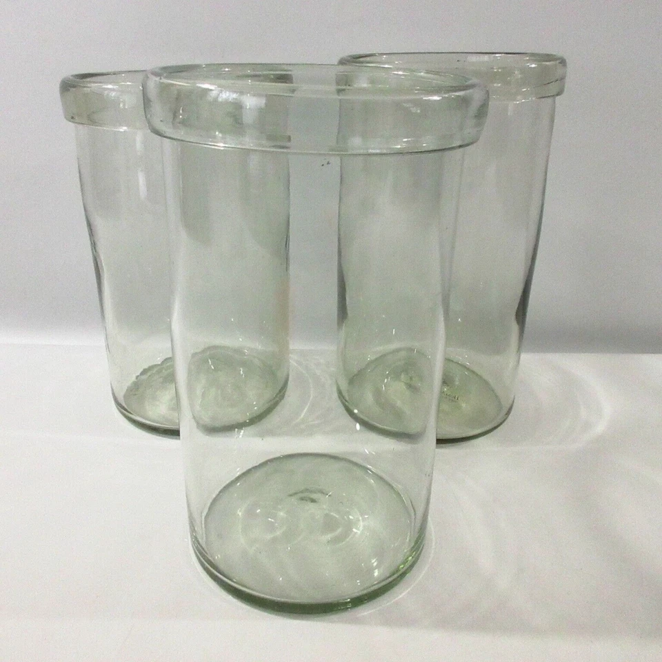 Glass Pillar Candle Hurricane Vases 9" Clear Heavy Thick Home Decor Lot of 3 - Image 2 of 4