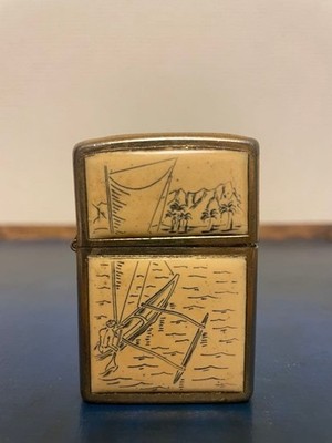 Zippo Rare 1977 Outrigger Scrimshaw Edition aus Japan
