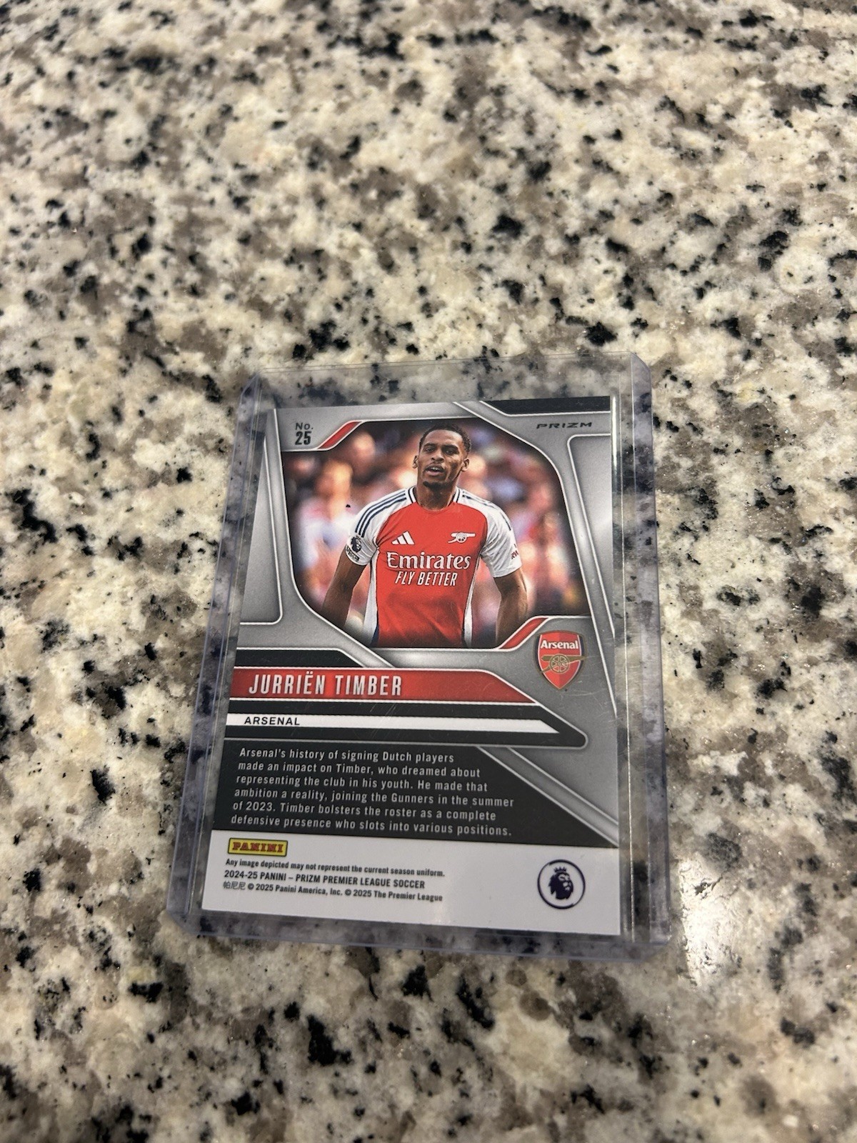 2024/25 Panini Prizm Choice Tiger Stripe  Arsenal SP Jurrien Timber view 2