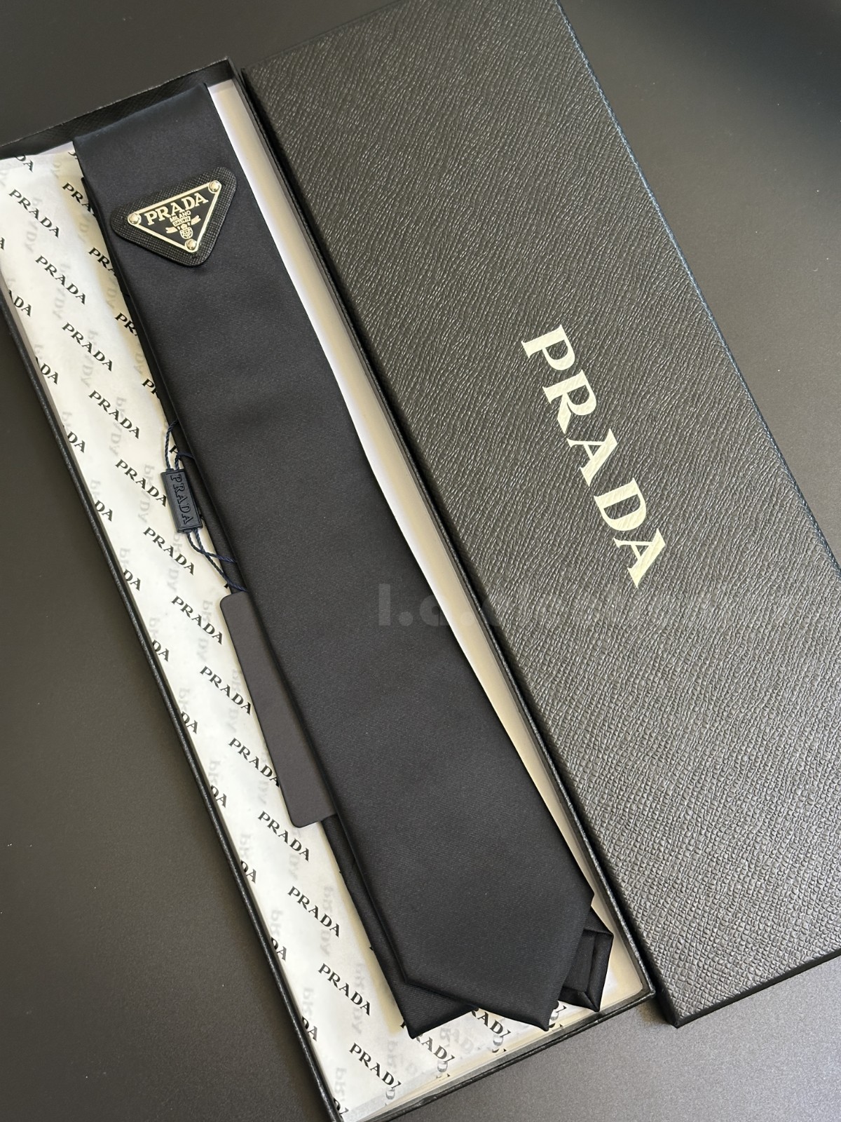 Prada Luxury Silk Tie – Triangle Logo