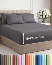 Extra Deep King Sheet Set - 6 Piece Breathable and Cooling Sheets - Hotel Luxury