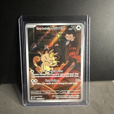 Team Rockets Meowth 203/182 SV10 Destined Rivals Illustrated Card Mint Condition