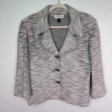 St John Collection Blazer Jacket Womens 12 Boucle Tweed Knit Wool Rayon Blend