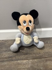 Vintage Disney Babies 1984 Plush Doll Mickey Mouse w/ Bib 11" Playskool Blue