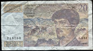 Frankreich Banknote 20 Francs 1993 # 16.10.II