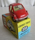 CORGI TOYS RED HEINKEL-I ECONOMY CAR #233 MIB 1965