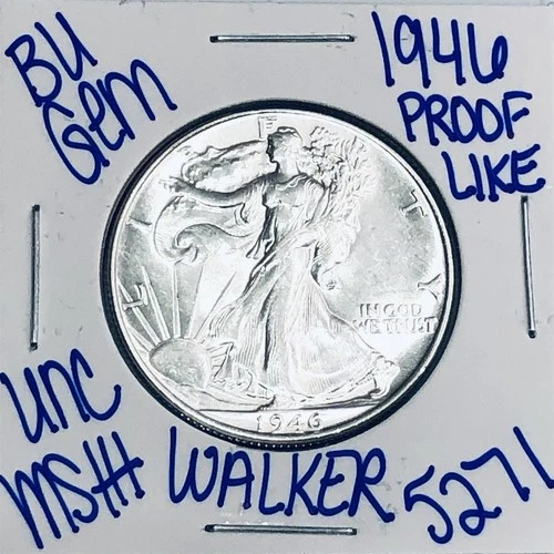 1946 BU UNCIRCULATED WALKING LIBERTY SILVER HALF DOLLAR AUTHENTIC U.S. MINT 5271