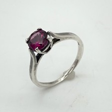 Natural Rhodolite Garnet Solitaire 925 Sterling Siver Ring Size 5.5