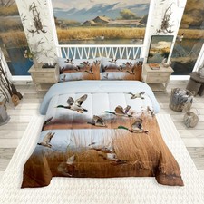 Mallard Duck Bedding for Adults, Duck Hunting Themed Comforter Set Queen Size...