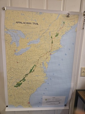 1972 Appalachian Trail Conference 45'' X 32'' Appalachian Trail Map