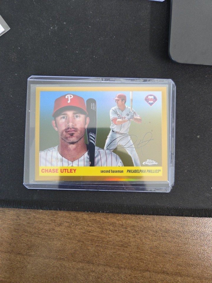 2025 Topps Chrome Platinum Chase Utley True Gold Refractor #479, 22/50 Phillies 