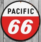 Pacific 66 Gasoline 12" Diameter Vintage Novelty Metal Sign Made In USA