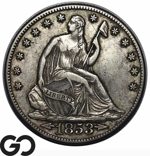 1853-O Seated Liberty Half Dollar w/ Arrows & Rays, Choice XF, Tough Type Coin