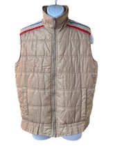 Vintage Alpine Ski Puffer Vest Men s Medium Tan Nylon Quilted Retro 80s Korea