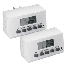Indoor Digital Timer Outlet 24Hr Programmable 2-Prong Plug Timer 2 Pack ETL List