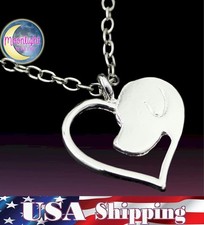 New Dog Puppy Love Heart 3D Hollow Silver Pendant Necklace