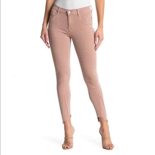 High Skinny Raw Hem Jeans Dusty Rose 