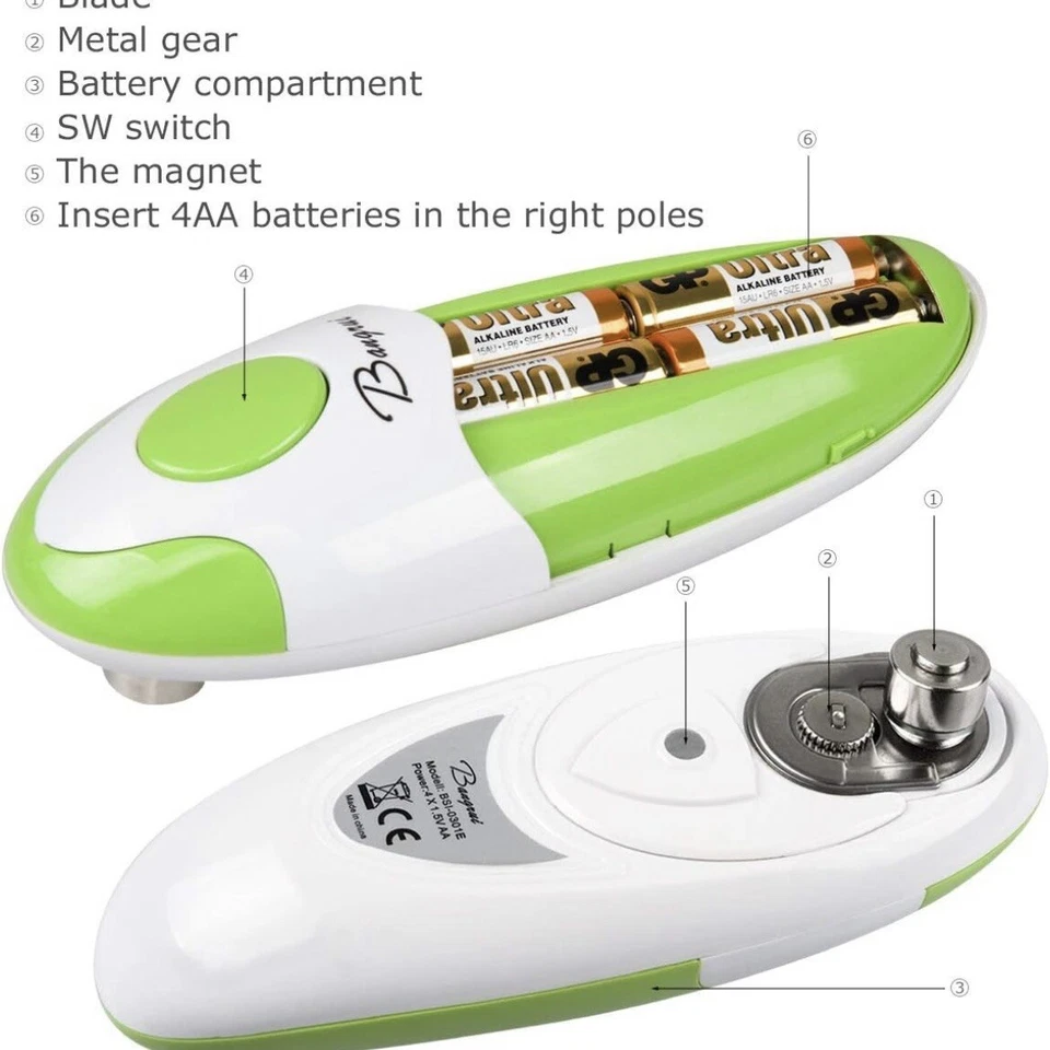 Abridor de latas eléctrico de seguridad automático inalámbrico con un toque de hojalata y Bangrui Pro Foto 3 de 4