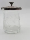 Vintage Sweet Sterling Mustard Condoment Etched Holder Lid and Bowl
