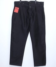New French 1950s Buckle Back Black Moleskin Work Pants DUBURE  DEVERCHERE W45