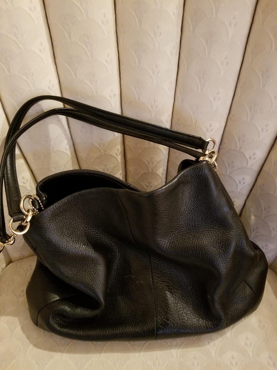 Black Leather Coach purse 3 Compartment Satchel Purse Handbag | eBay
