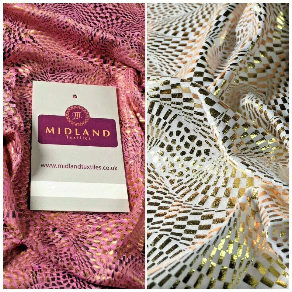 MIDTEX Geometric Print Spandex Jersey Foil Stretch Dress Fabric 150cm MU1312