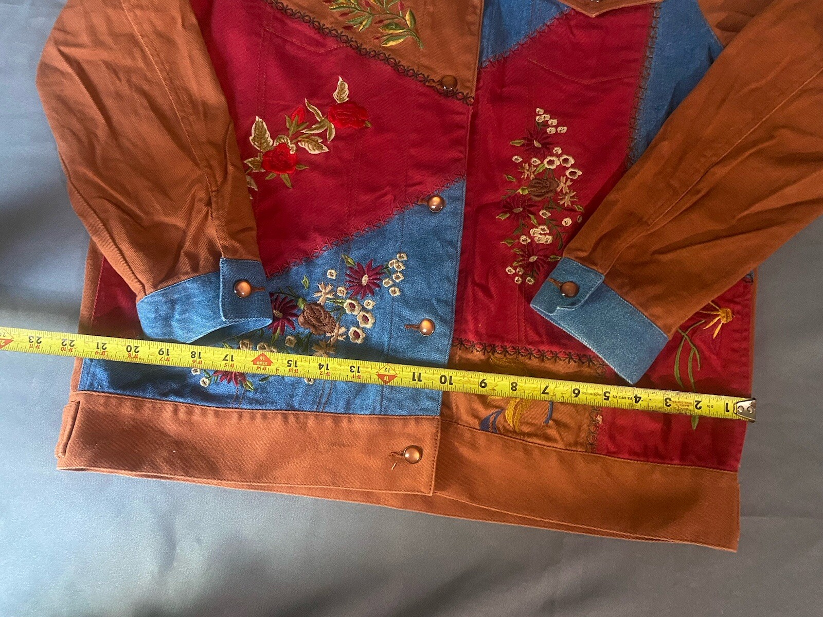 Dianes Essentials Blue Jean Patchwork Flower Embr… - image 8