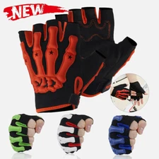 Men's Skeleton Bone Fingerless Gloves Tactical Motorcycle Driving Riding Gloves