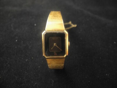 Seiko Women's 5420-5149 Gold Tone Watch Gold Bracelet Band Black