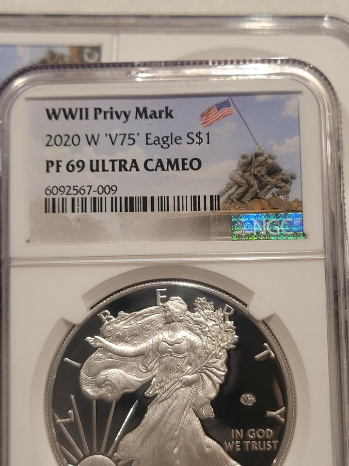 🔥 NGC PF69 2020 W END of WORLD WAR II 75th SILVER AMERICAN EAGLE V75 ! - Image 2 of 4