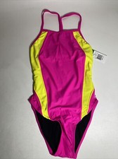TYR One Piece Bathing Suit Size 36 NWT Pink Yellow