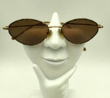 Vintage Essance 861 Brown Gold Metal Oval Sunglasses France FRAMES ONLY