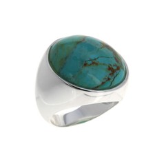 Turquoise Stone Dome Ring Sterling Silver .925 Large Unisex Genuine Stone
