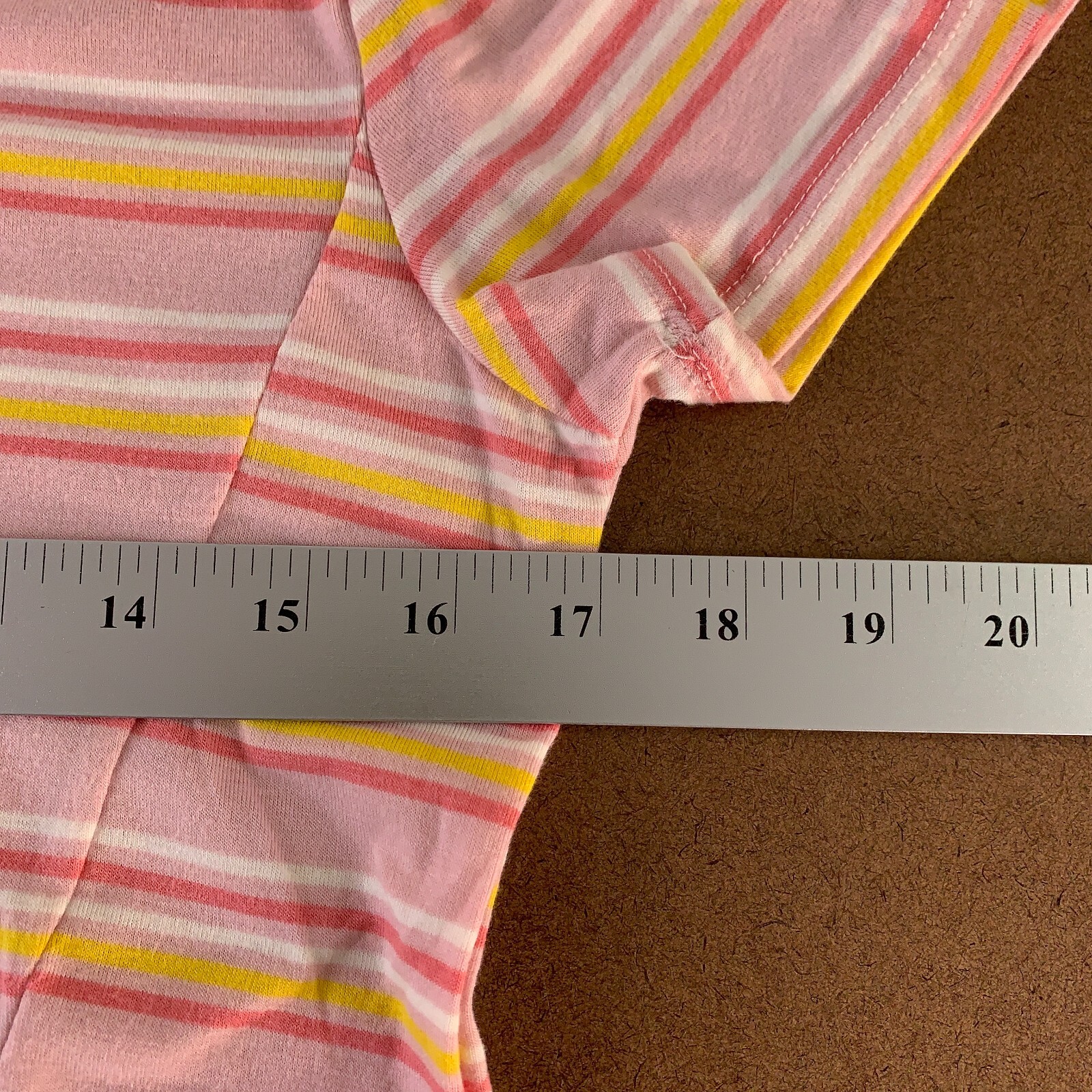 Btween Juniors Size XL Pink Striped Short Sleeve V Neck Knot Hem T-Shirt