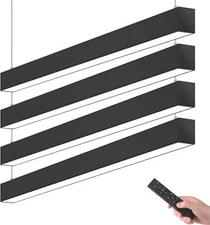 Barrina 4FT Remote LED Linear Light 45W 4500LM Hanging Office Shop Lamp 4 Packs