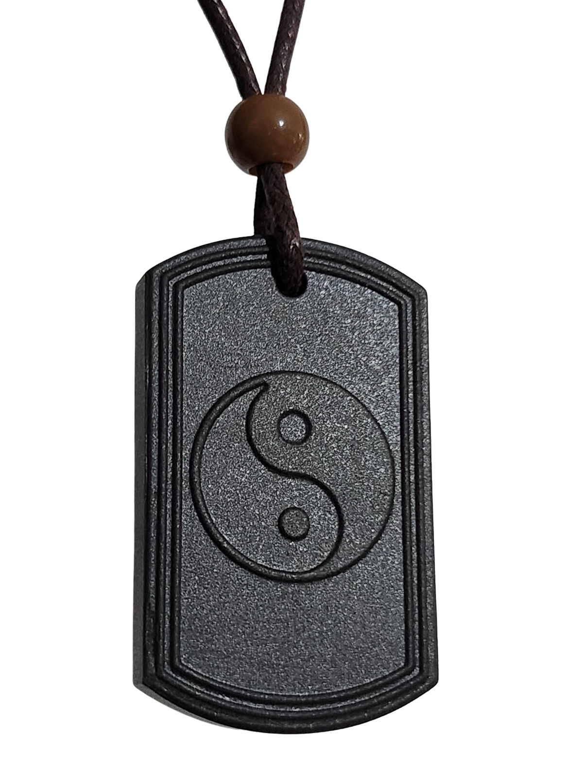 Shungite Yin Yang Pendant Necklace Tourmaline Back Bead Gemstone Cord Jewellery