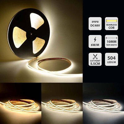 LED COB Streifen Licht 48V nahtlos punktlos 10-50M extra lang Dauerlicht