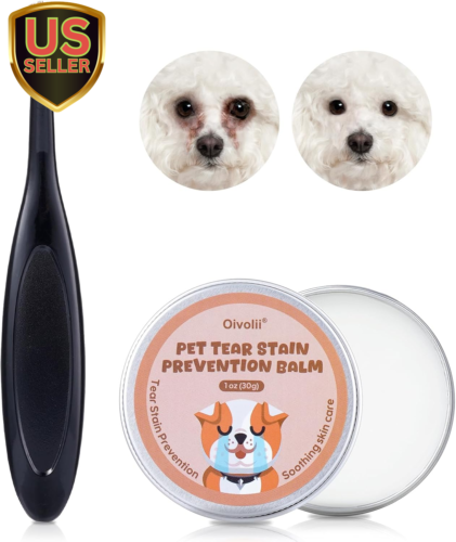 Pet Tear Stain Remover Balm with Pro Powder Brush,Eye Care for Dogs and Cats,...